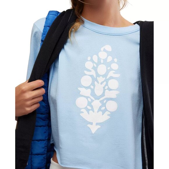 NWT Free People Movement Inspire Oversized Blue Logo Crop Tee - Picture 7 of 9